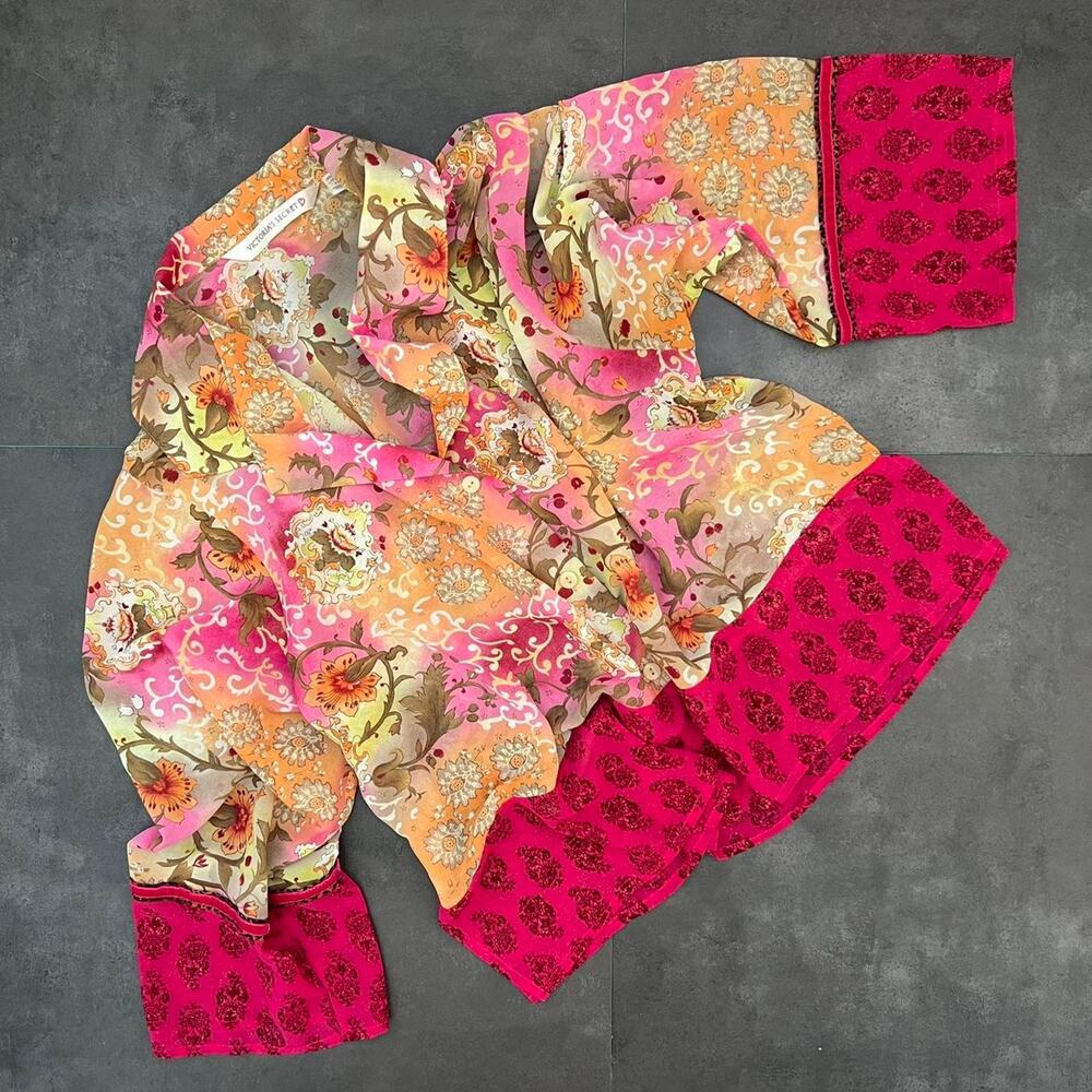 Vintage 90s Victoria’s Secret Sheer Floral Top Boho Cottagecore Y2K Blouse L